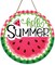 Hello Summer Watermelon Sign for Front Door, Red Buffalo Plaid Check Green Stripes Wood Door Hanger Outdoor Outside Porch Decor, Seasonal Farmhouse Wooden Wreath Indoor Wall Hanging Decoration